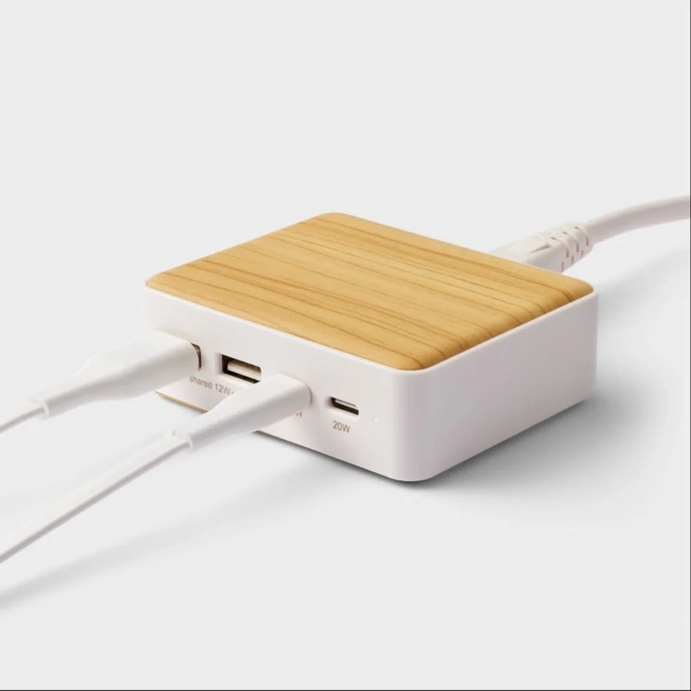 4 Port Charging Hub Horizontal 2C+2A - heyday White Pine Wood